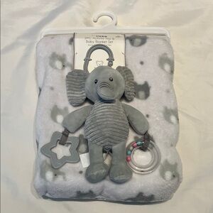 “🩷Bundle 4/$19” Gray Elephant Baby Blanket Set warm gender neutral baby toy